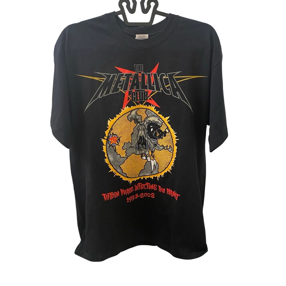 Y2K 1993-2008 Metallica Club 15 Years Infecting The Planet T-Shirt Size Large